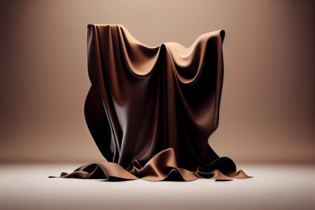 3d rendering of a brown satin fabric on a brown backgroundの写真素材