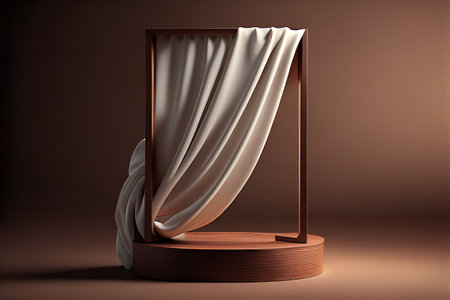 Curtains on brown background. 3d rendering. Computer digital drawing.の写真素材