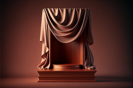 Bronze pedestal with drapery. 3d illustration.の写真素材