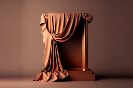 Curtains and stage pedestal. 3d render illustration.の写真素材