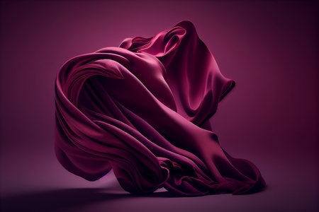 Abstract background of red wavy silk or satin. 3d rendering image.の写真素材