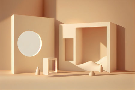 Abstract minimal scene with geometric forms. 3d render, 3d illustrationの写真素材