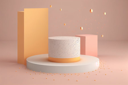 3d render of abstract geometric forms. Glossy podium for product presentation.の写真素材