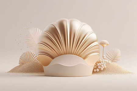 3d render, abstract geometric forms, podium for product presentation.の写真素材