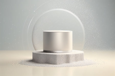 3d render, abstract background with geometric shapes, podium for product presentationの写真素材