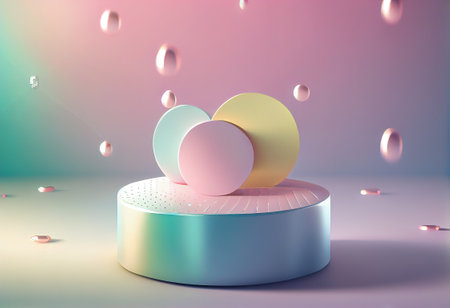 3d render, abstract geometric background, podium for product presentation.の写真素材