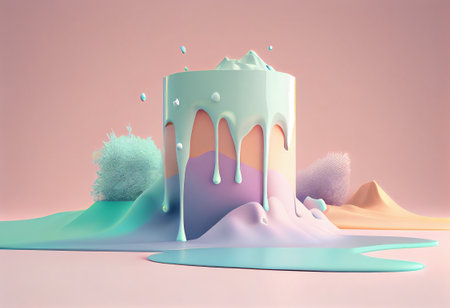 3d render, abstract background, 3d illustration, pastel colorsの写真素材