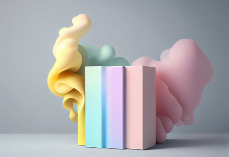 3d render, abstract background with pastel colors, 3d illustrationの写真素材