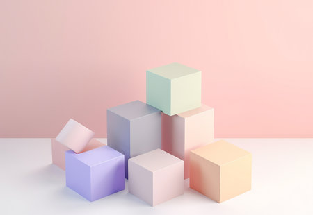 3d render, abstract geometric forms, pastel colors, minimal designの写真素材