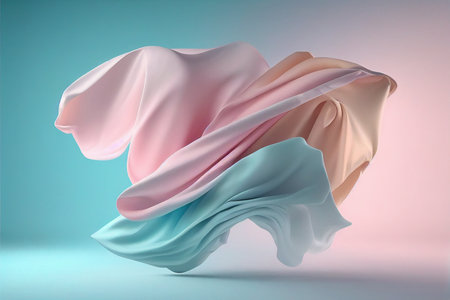 Abstract background of pink and blue silk fabric. 3d render illustrationの写真素材