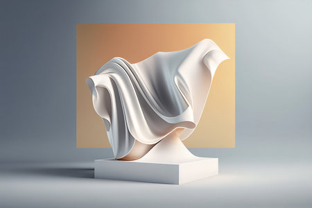 Abstract background with a white cloth. 3d rendering, 3d illustration.の写真素材