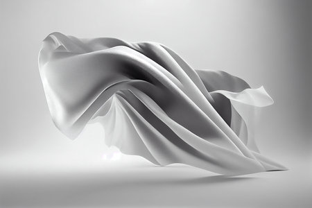 Abstract background of white wavy silk or satin. 3d rendering image.の写真素材
