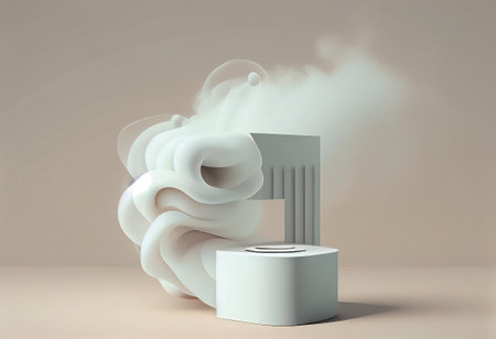 3d rendering of a pedestal for product presentation with smoke on itの素材