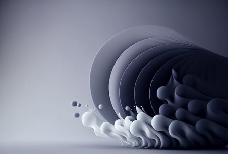 Abstract background with white paper cut shapes. 3d render illustration.の素材