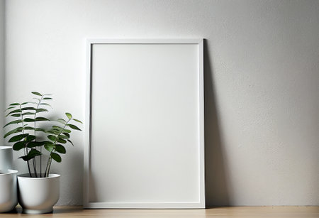 Blank picture frame mockup in modern interior. 3d render mock up template for product presentation