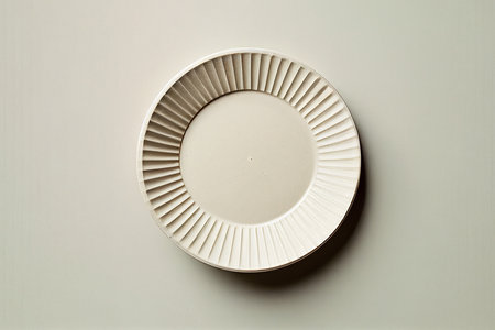 Empty paper eco plate on a white background. Top view. Copy space..mock up template for product...