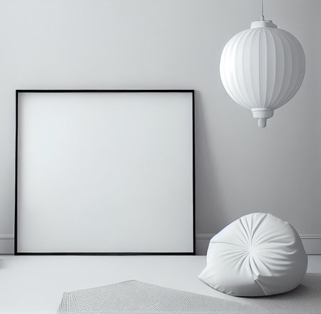 Mock up poster frame in modern interior background, 3d renderの写真素材