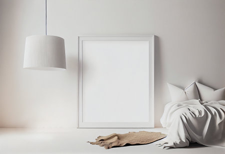 Mock up poster frame in interior background, 3D render illustrationの写真素材