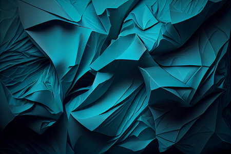 Abstract background of blue crumpled paper. 3d render illustrationの素材