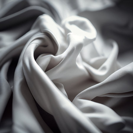 close up of white satin fabric - soft focus and vintage filterの素材