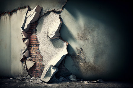Broken wall, grunge background with space for text or imageの写真素材