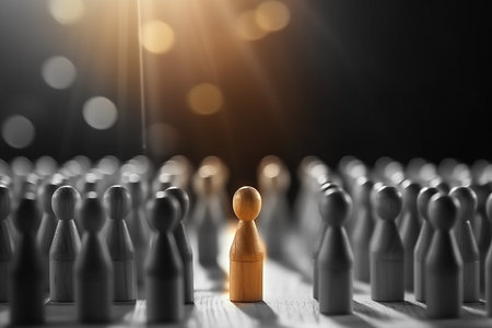 Success in Business or Talent Concept. Stand Out from the Crowd. Different and Individual. Spotlight...