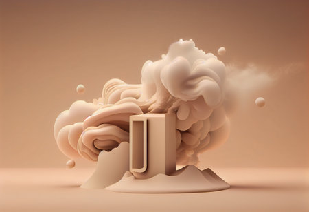 3d rendering of a book with clouds in the form of smokeの写真素材