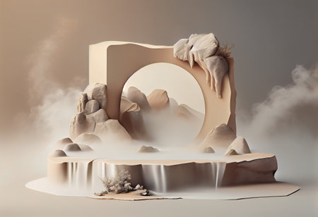 3d render, abstract background with podium for product presentation, mock up scene.