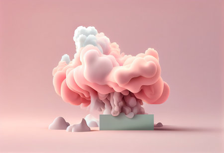 3d rendering of abstract pink cloud on pastel pink background.の写真素材