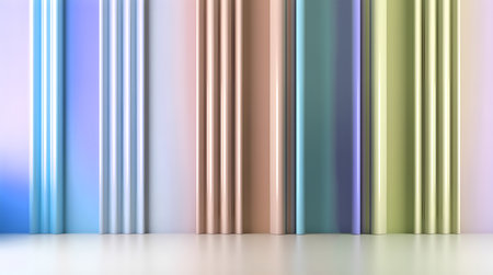 Abstract minimal concept. Pastel striped multi colour background wall, abstract geometric. Mock up...