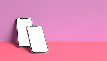 smartphone handphone phone with transparent screen cutout on white background. Mockup template for artwork design. Copy text space. 3D renderingの写真素材