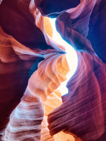 Antelope Canyon is a slot canyon located on Navajo land near Page, Arizona, United States. It is one of the most photographed slot canyon in the world.の写真素材