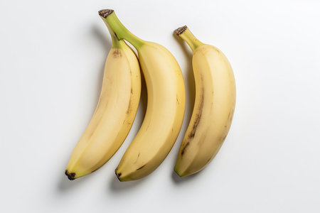Bananas on a white background. Flat lay, top view.の写真素材