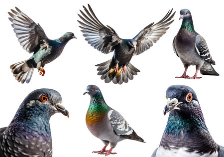 Dove bird, many angles and view portrait side back head shot isolated on white background cutout fileの写真素材