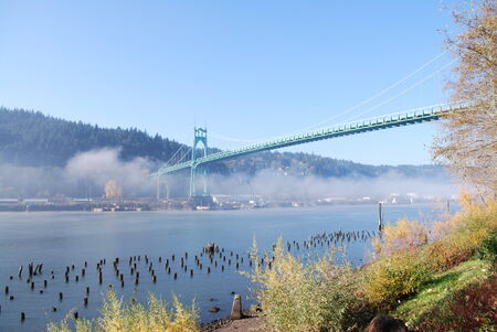 St  Johns Bridge, Autum in Portland Oregonの写真素材