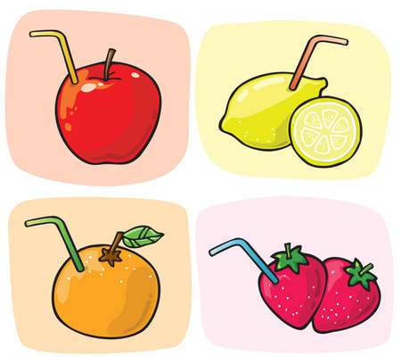 Juicy Fresh Fruitsのイラスト素材