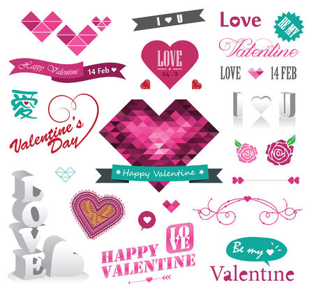 Collection of Valentine elementsのイラスト素材