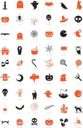 Icon Set, Halloween things with orange and grey のイラスト素材