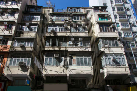Old apartment building in Hong Kongの写真素材