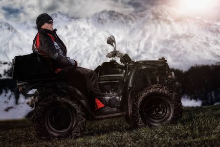Man on an ATVの写真素材