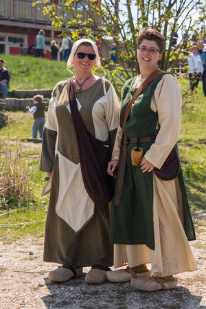 People, salesstands and general impressions of the medieval age festival on Lake Murner in Wackersdorf, Bavaria on 10 May 2016のeditorial素材