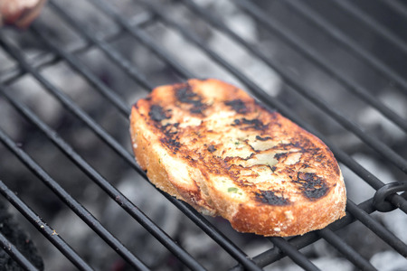 Toasted slice of white bread from the grill