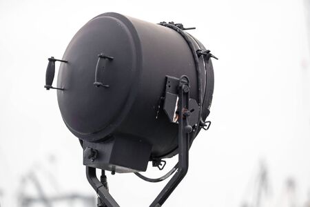 An old light on a ship at the harborの写真素材