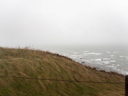Heligoland on a windy, rainy dayの写真素材