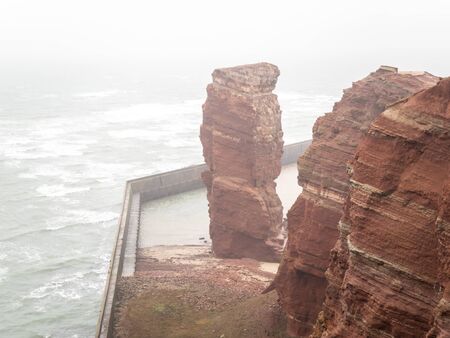 Heligoland on a windy, rainy dayの写真素材
