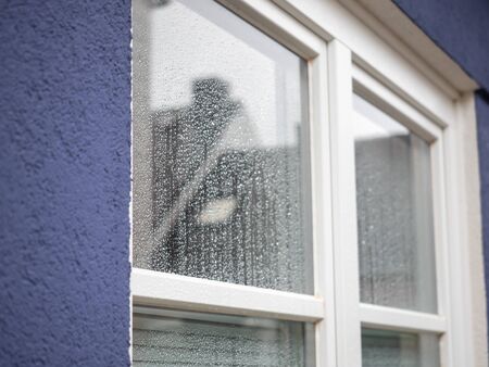 View of windows with raindrops, bad weatherの写真素材