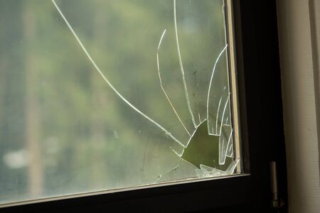 Broken Window after gutting a buildingの写真素材