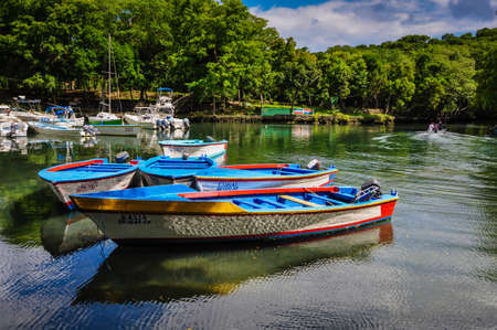 Row Boats at a mangrove lagoon in the Dominican Republic.