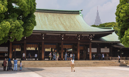 Ancient Meiji Shrine in Tokyo Is A Popular Attraction.のeditorial素材