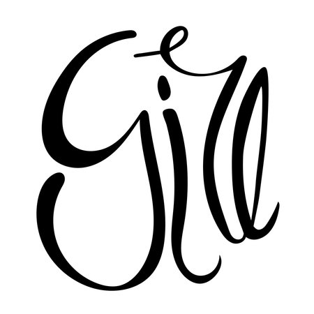 girl cursive. Hand drawn lettering typography posterのイラスト素材